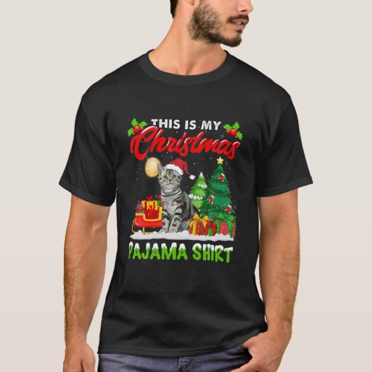 Dit is mijn kerstpajama American Shorthair Cat T-shirt (Voorkant)