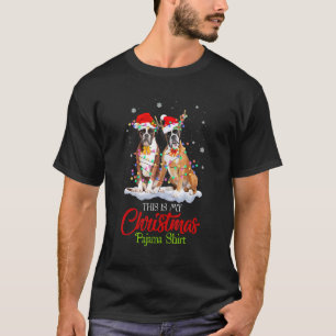 Dit is mijn kerstpajama Boxer Dog Santa Hat L T-shirt