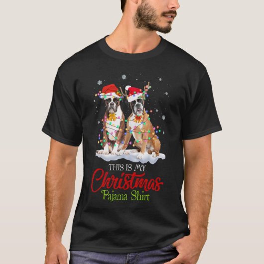 Dit is mijn kerstpajama Boxer Dog Santa Hat Li T-shirt (Voorkant)