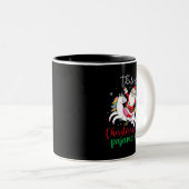 Dit is mijn kerstpajama Cute Santa Unicorn Tweekleurige Koffiemok (Voorkant rechts)