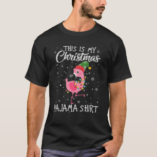 Dit is mijn kerstpajama cutest flamingo met X T-shirt