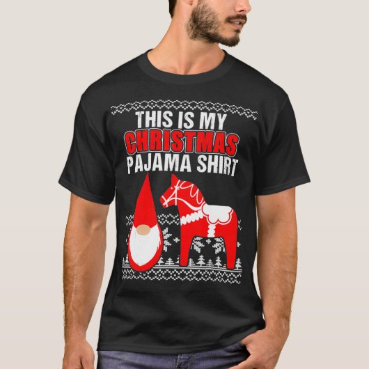 Dit is mijn kerstpajama Dala Horse Gnome Tomt T-shirt (Voorkant)