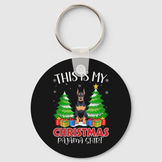 Dit is mijn kerstpajama Doberman Pinscher Dog Sleutelhanger (Voorkant)
