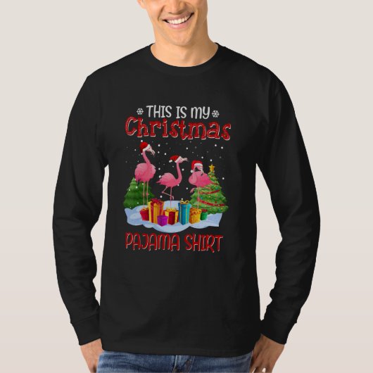 Dit is mijn kerstpajama flamingo Familie Kerstmis T-shirt (Voorkant)