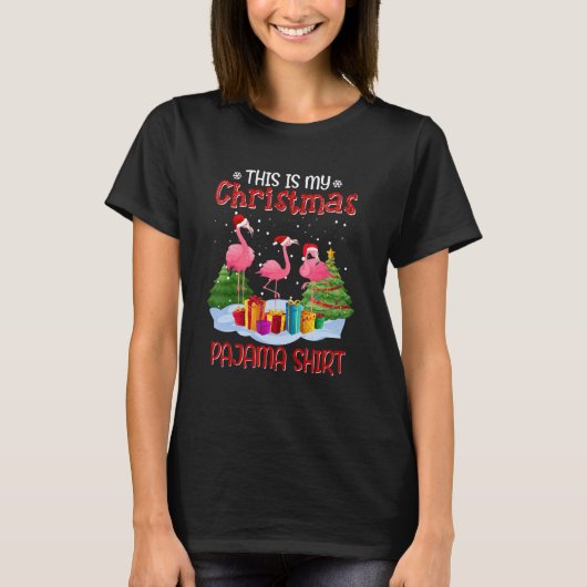 Dit is mijn kerstpajama flamingo Familie Kerstmis T-shirt (Voorkant)