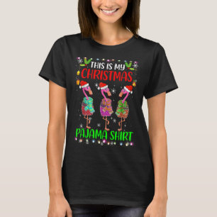 Dit is mijn kerstpajama Flamingo Santa Hat Li T-shirt