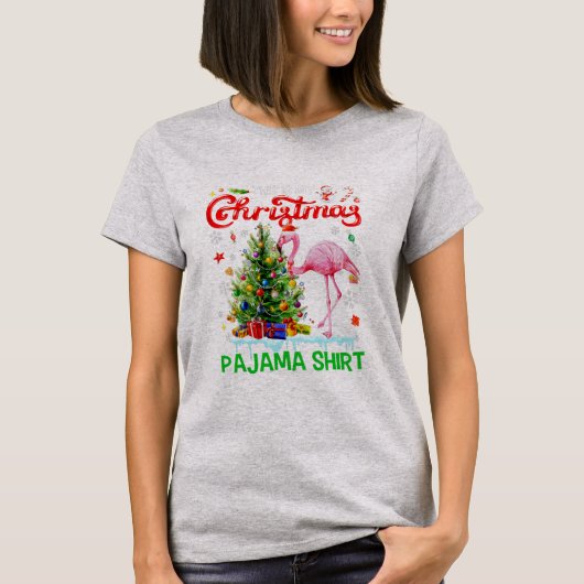 Dit is mijn kerstpajama Flamingo Scarf Santa Hat T-shirt (Voorkant)