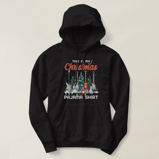 Dit is mijn kerstpajama Funny Guitar Xmas Musi Hoodie (Design voorkant)