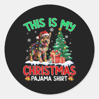 Dit is mijn kerstpajama German Shepherd Dog Lo Ronde Sticker