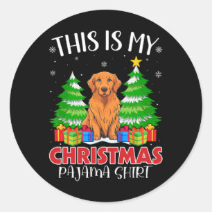 Dit is mijn kerstpajama Golden Retriever Dog X Ronde Sticker
