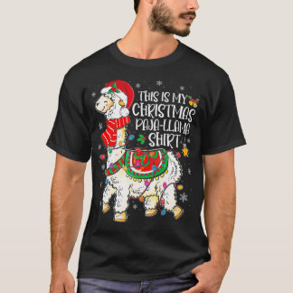 Dit is mijn kerstpajama kerstkerstman Llama Santa T-shirt