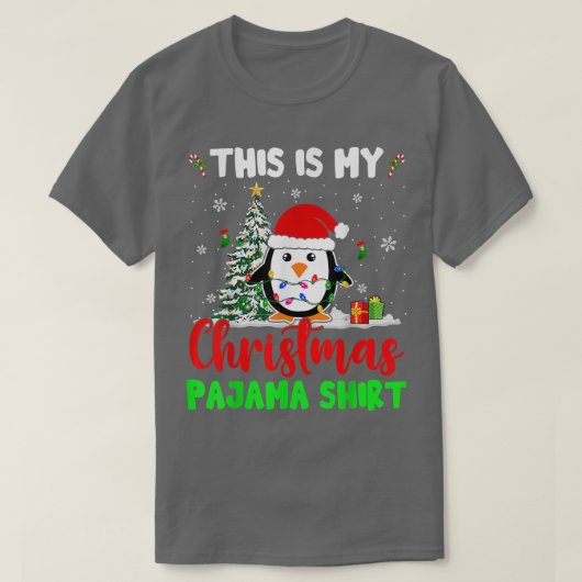 Dit is mijn kerstpajama kerstlampjes Santa Pen T-shirt (Design voorkant)