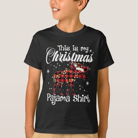 Dit is mijn kerstpajama Moose Buffalo Red Plai T-shirt (Voorkant)