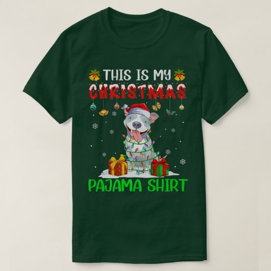Dit is mijn kerstpajama Pitbull Xmas boom Lig T-shirt (Design voorkant)