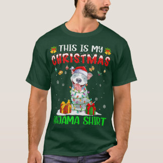 Dit is mijn kerstpajama Pitbull Xmas boom Lig T-shirt