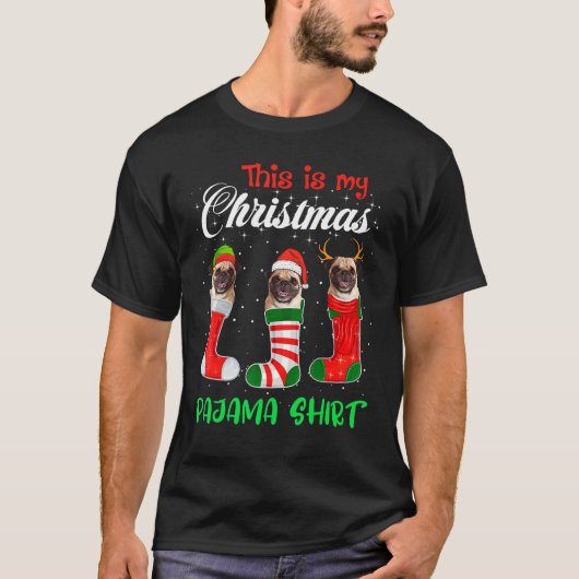 Dit is mijn kerstpajama Pug Dog Puppy T-shirt (Voorkant)