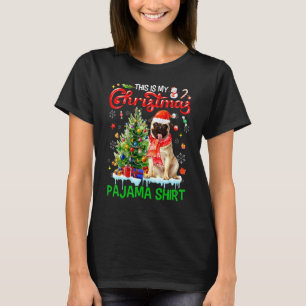 Dit is mijn kerstpajama Pug Scarf Santa mas T-shirt