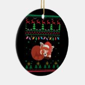 Dit is mijn kerstpajama Red Panda Ugly Sweater Keramisch Ornament (Rechts)