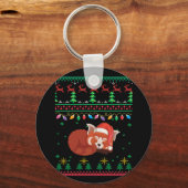 Dit is mijn kerstpajama Red Panda Ugly Sweater Sleutelhanger (Voorkant)