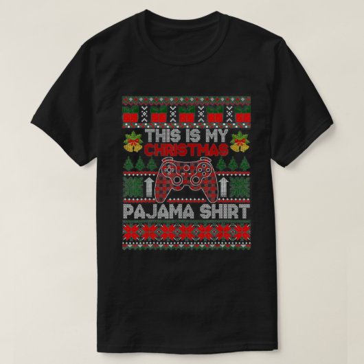 Dit is mijn kerstpajama Santa Hat Gamer Ugly C T-shirt (Design voorkant)