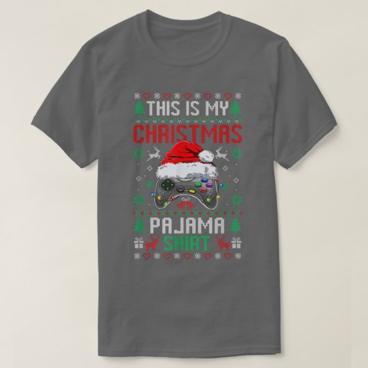 Dit is mijn kerstpajama Santa Hat Video Game S T-shirt (Design voorkant)