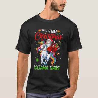 Dit is mijn kerstpajama Santa Riding Unicorn X T-shirt