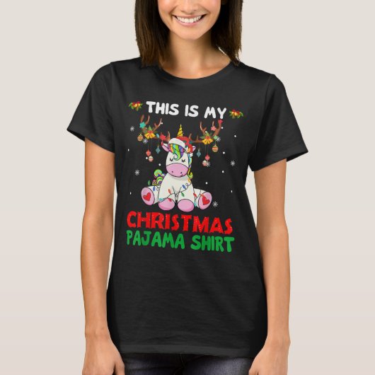 Dit is mijn kerstpajama Shirt Unicorn Santa (Voorkant)