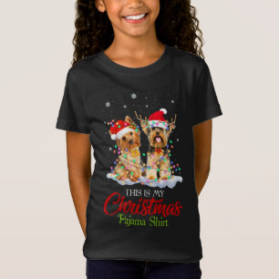 Dit is mijn kerstpajama Shirt Yorkie Santa Hat