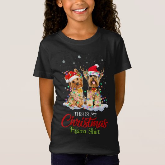 Dit is mijn kerstpajama Shirt Yorkie Santa Hat (Voorkant)