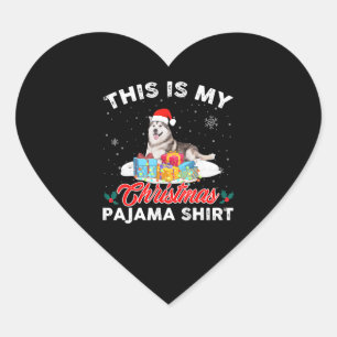Dit is mijn kerstpajama Siberian Husky Dog mama Hart Sticker