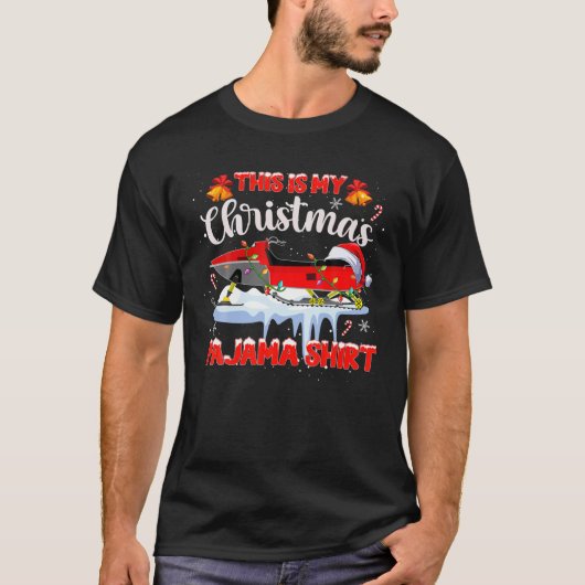 Dit is mijn kerstpajama Snowmobiel Santa Rei T-shirt (Voorkant)