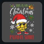 Dit is mijn kerstPajama Softball Vierkante Sticker<br><div class="desc">Dit is mijn kerstcadeautje Pajama Baseball Gift Lover Family Matching Design Gift Square Sticker Classic Collectie.</div>