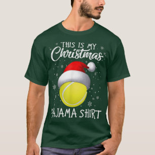 Dit is mijn kerstpajama Tennis Santa Hat Snow T-shirt
