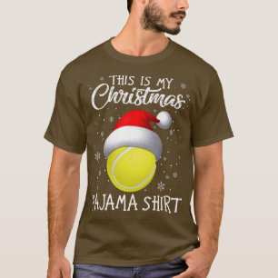 Dit is mijn kerstpajama Tennis Santa Hat Snow T-shirt