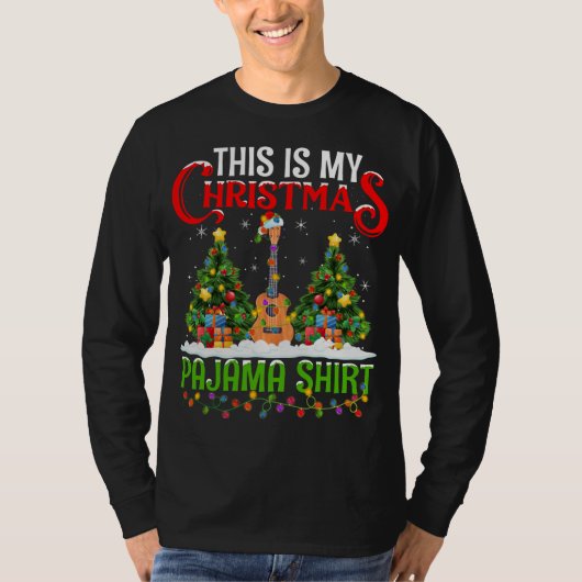 Dit is mijn kerstpajama Ukulele Music Christma T-shirt (Voorkant)