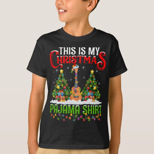 Dit is mijn kerstpajama Ukulele Music Christma T-shirt (Voorkant)