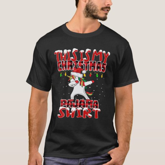 Dit is mijn kerstpajama Unicorn Dabbing Xmas F T-shirt (Voorkant)