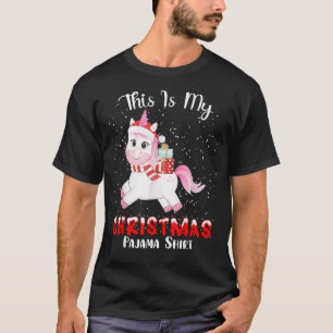 Dit is mijn kerstpajama Unicorn Santa Hat Lig T-shirt