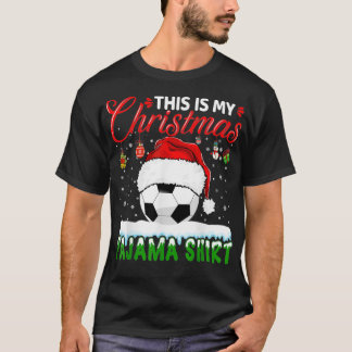 Dit is mijn kerstpajama voetbal grappige kerstman t-shirt