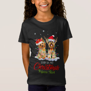 Dit is mijn kerstpajama Yorkie Santa Hat Light T-shirt