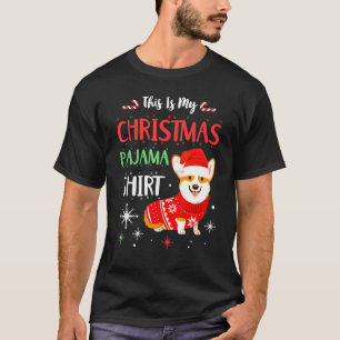 Dit is mijn kerstpyjama Corgi-hond Licht Kerstmis T-shirt