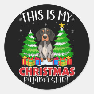 Dit is mijn kerstpyjama Engelse wijzerhond XM Ronde Sticker