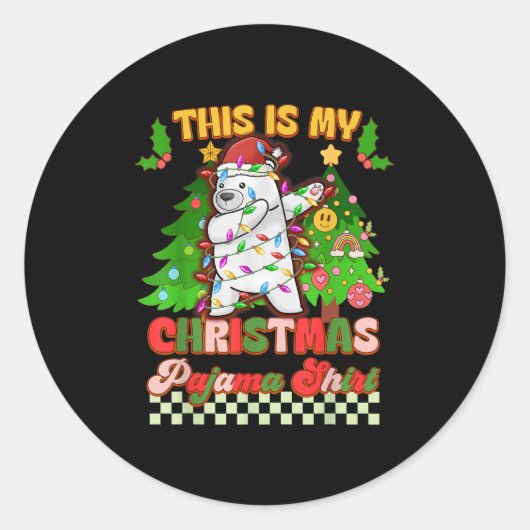 Dit is mijn kerstpyjama Funny Lar Beer Dabbing Ronde Sticker (Voorkant)
