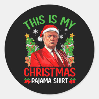 Dit is mijn kerstpyjama Funny Trump Xmas PJS M Ronde Sticker