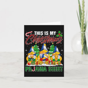 Dit is mijn kerstpyjama gnoom volleybal kaart