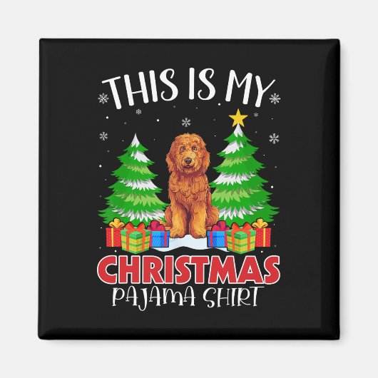 Dit is mijn kerstpyjama Goldendoodle Hond Xmas Magneet (Voorkant)