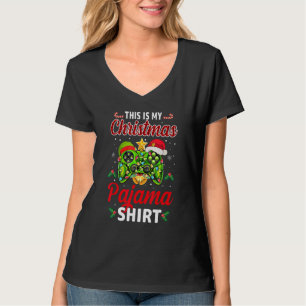 Dit is mijn kerstpyjama Kerstman Hoed Gamer Video T-shirt