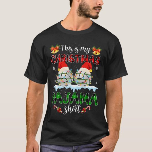 Dit is mijn kerstpyjama kerstvolleybal Kerstmis T-shirt (Voorkant)