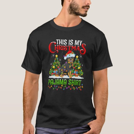 Dit is mijn kerstpyjama Lighting Rottweiler D T-shirt (Voorkant)