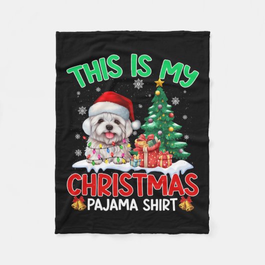 Dit is mijn kerstpyjama Maltese Hondenliefhebbers  Fleece Deken (Voorkant)